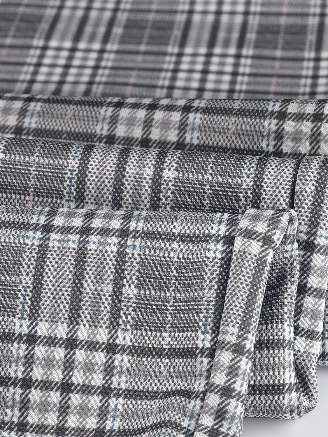 imageAllegra K Womens Plaid Pants High Waisted Vintage Tartan Checkered Cropped Casual Work PantsGrey Black