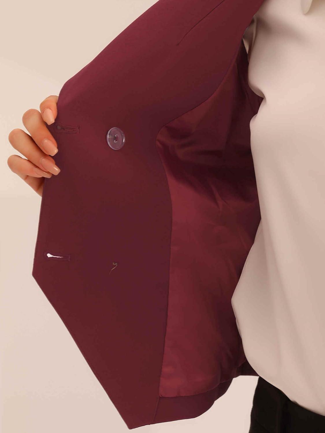 imageAllegra K Womens Suit Vest Double Breasted Business Lapel Dressy Waistcoat VestBurgundy