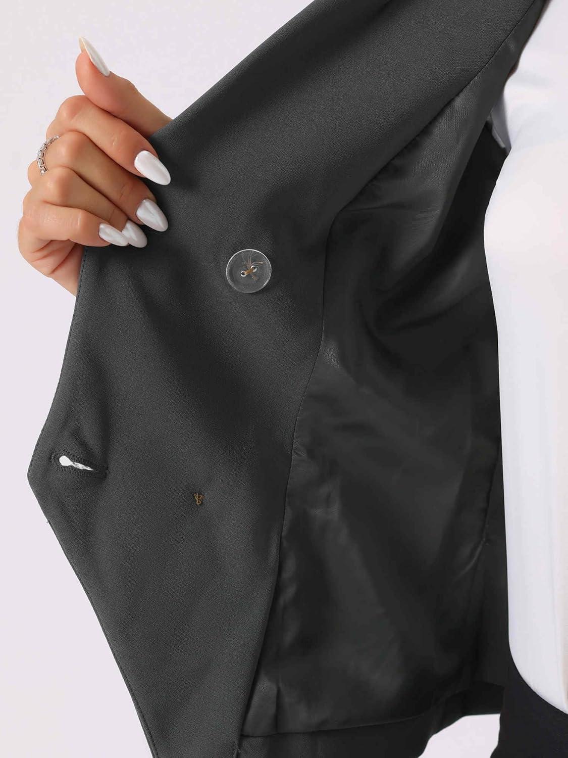 imageAllegra K Womens Suit Vest Double Breasted Business Lapel Dressy Waistcoat VestDark Gray