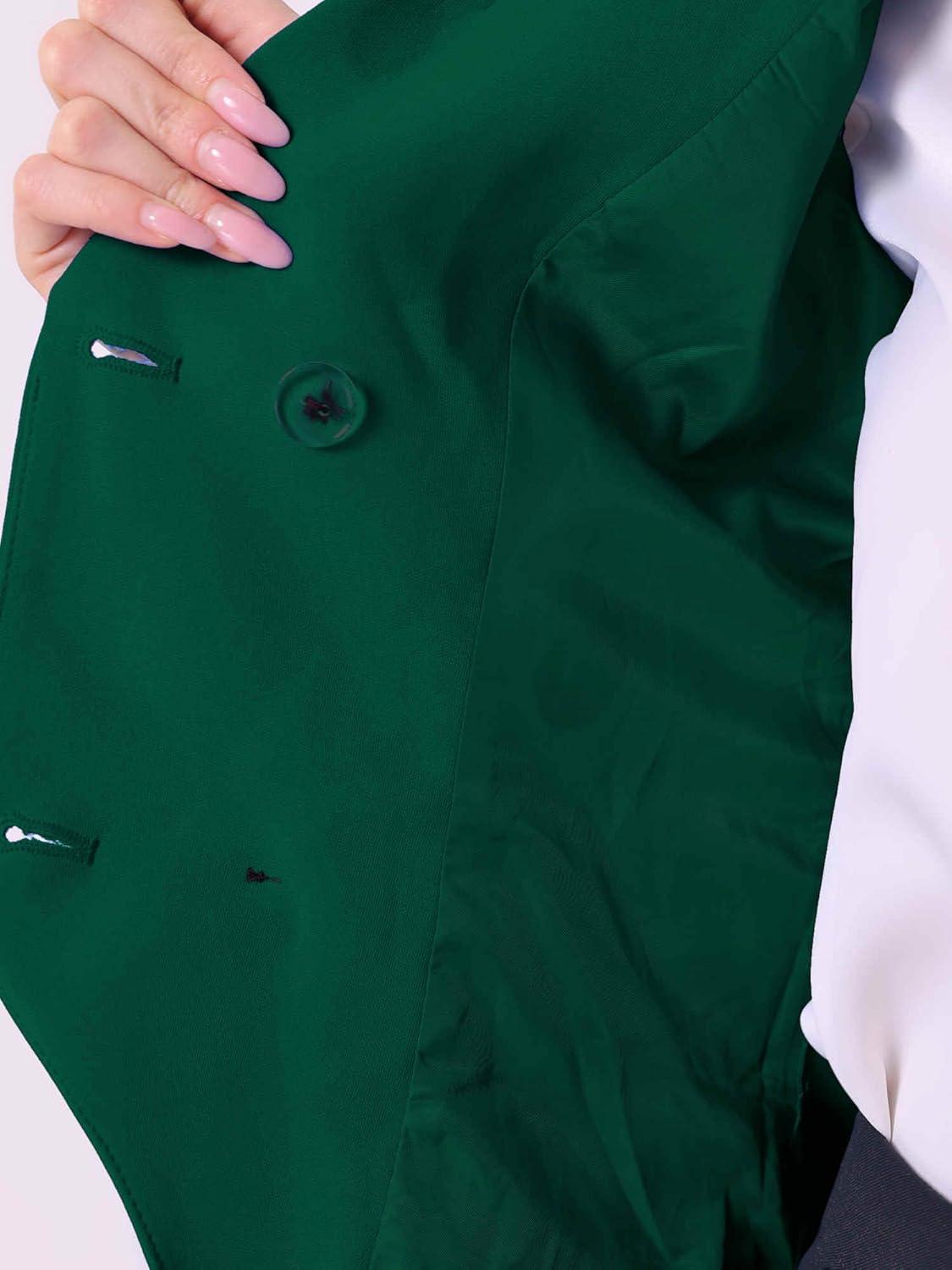 imageAllegra K Womens Suit Vest Double Breasted Business Lapel Dressy Waistcoat VestDark Green