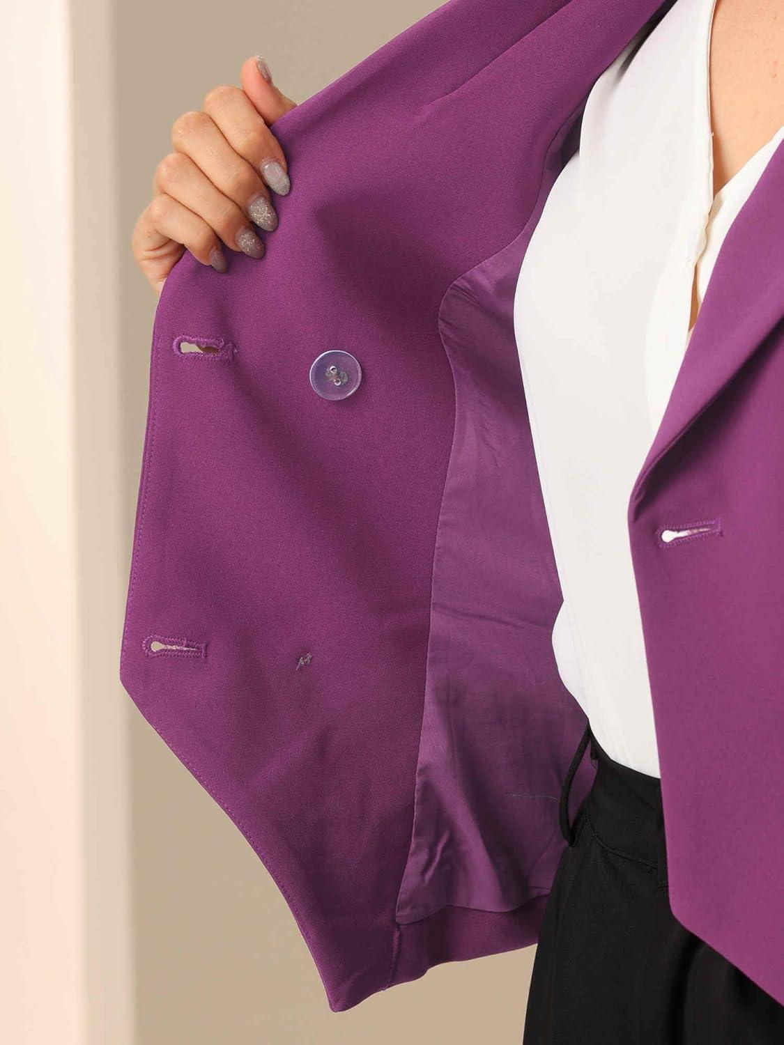 imageAllegra K Womens Suit Vest Double Breasted Business Lapel Dressy Waistcoat VestDark Purple