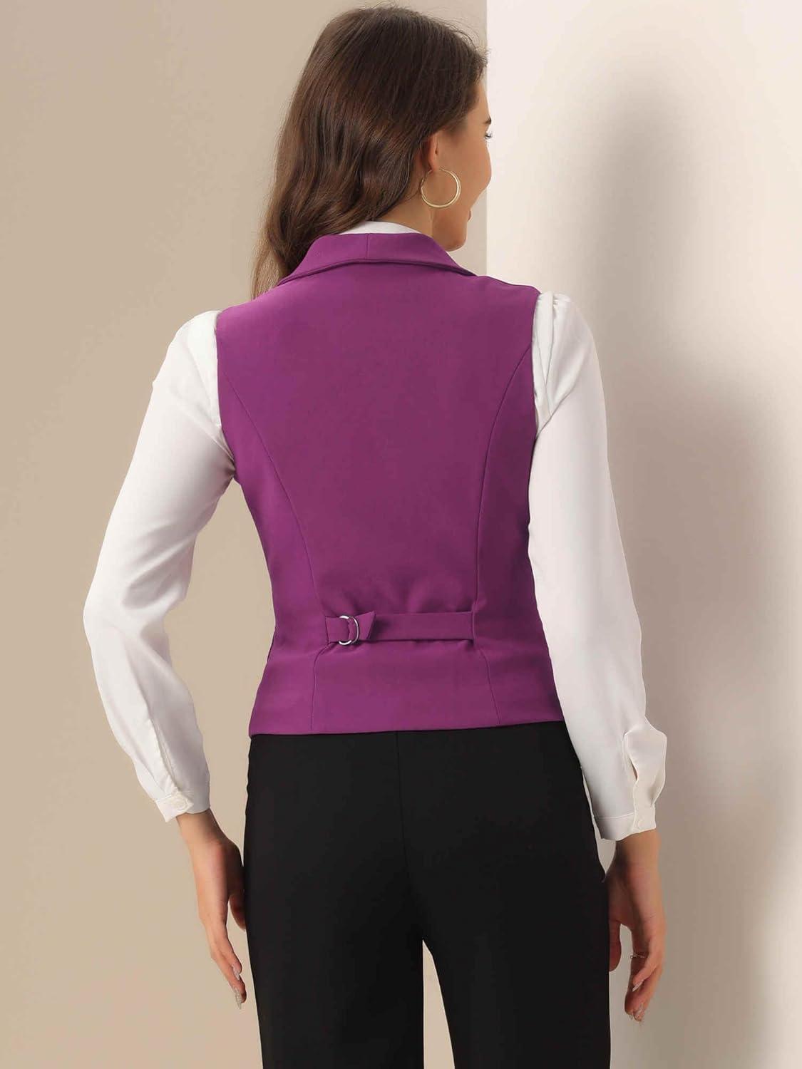 imageAllegra K Womens Suit Vest Double Breasted Business Lapel Dressy Waistcoat VestDark Purple