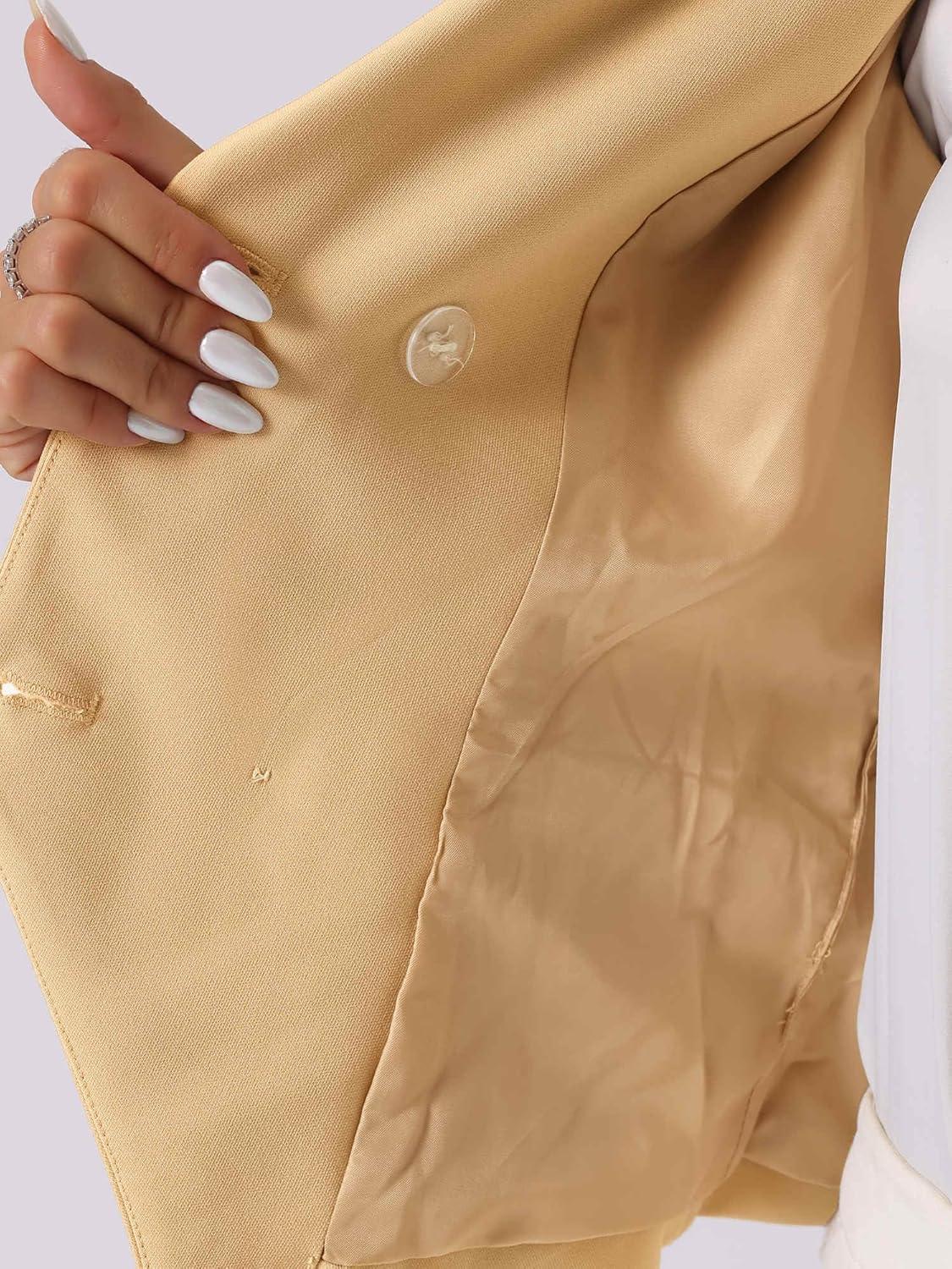imageAllegra K Womens Suit Vest Double Breasted Business Lapel Dressy Waistcoat VestKhaki