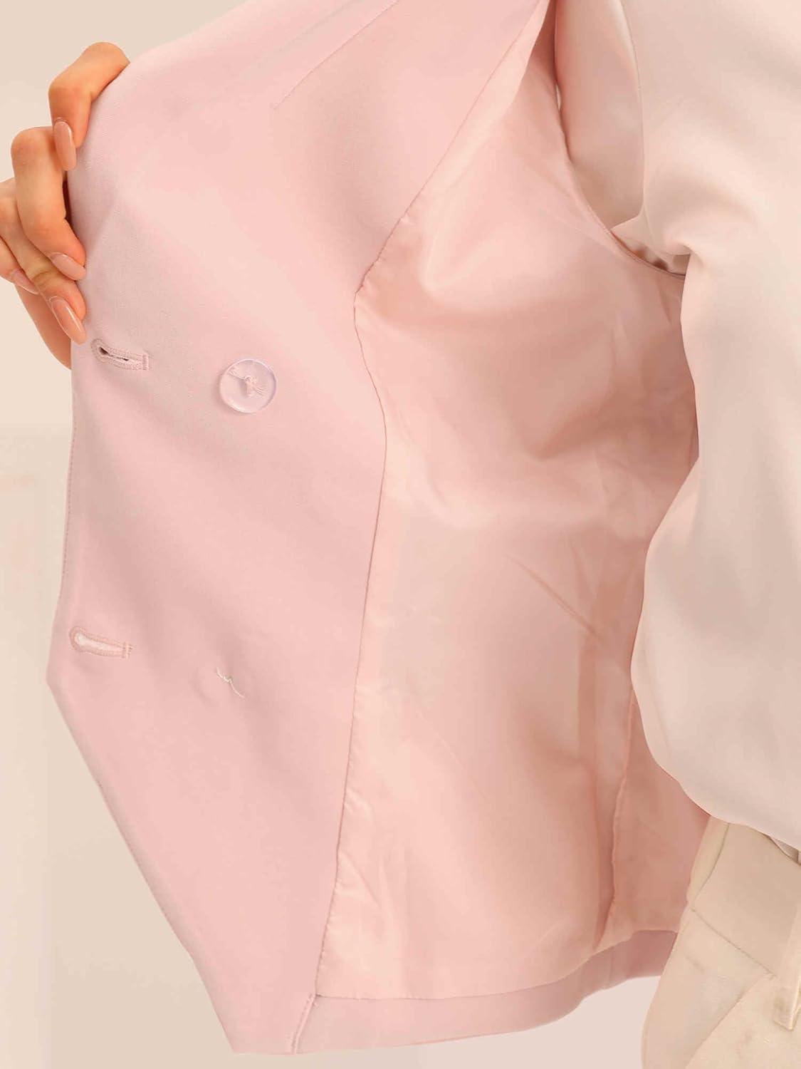 imageAllegra K Womens Suit Vest Double Breasted Business Lapel Dressy Waistcoat VestPink