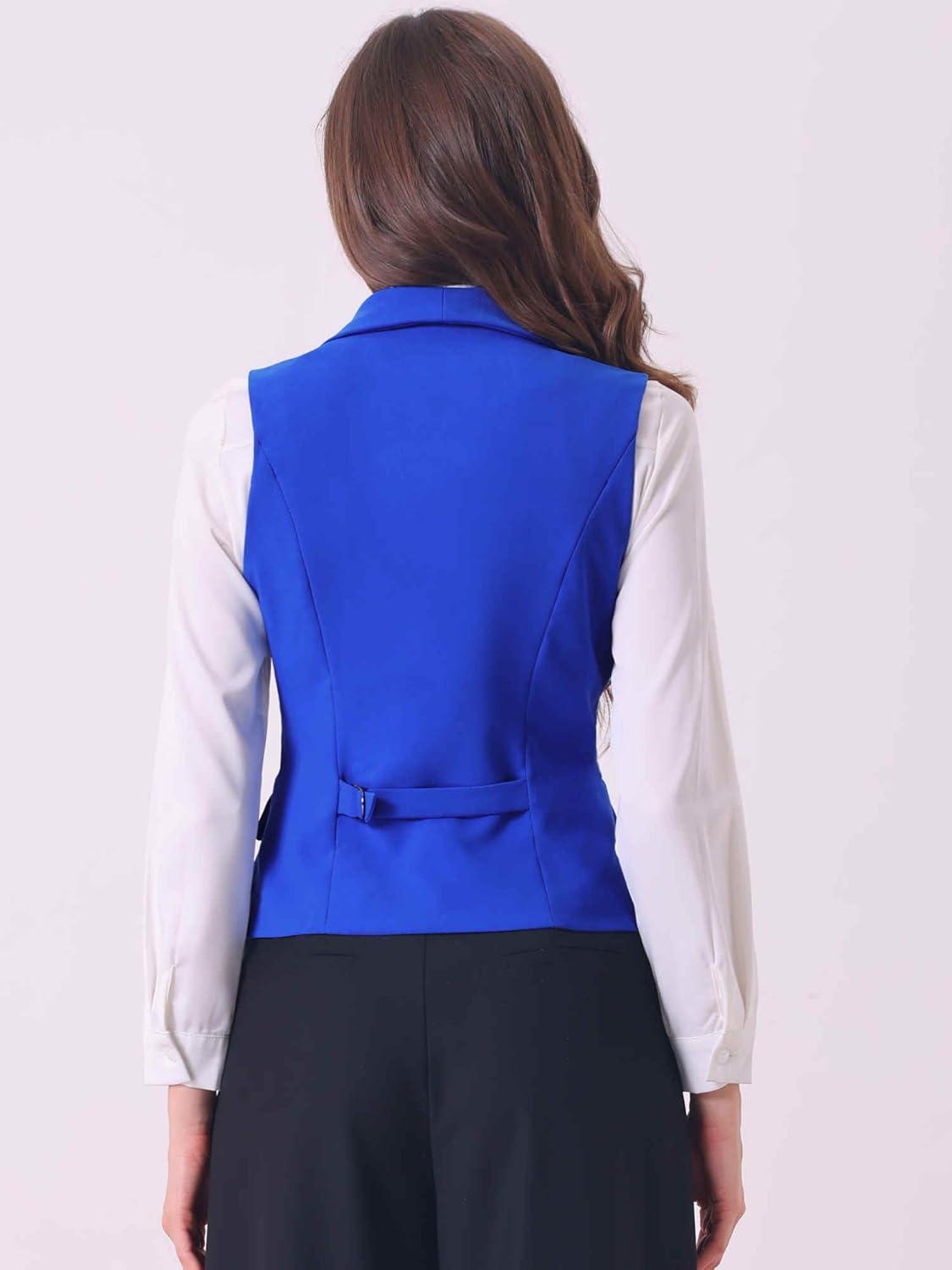 imageAllegra K Womens Suit Vest Double Breasted Business Lapel Dressy Waistcoat VestRoyal Blue