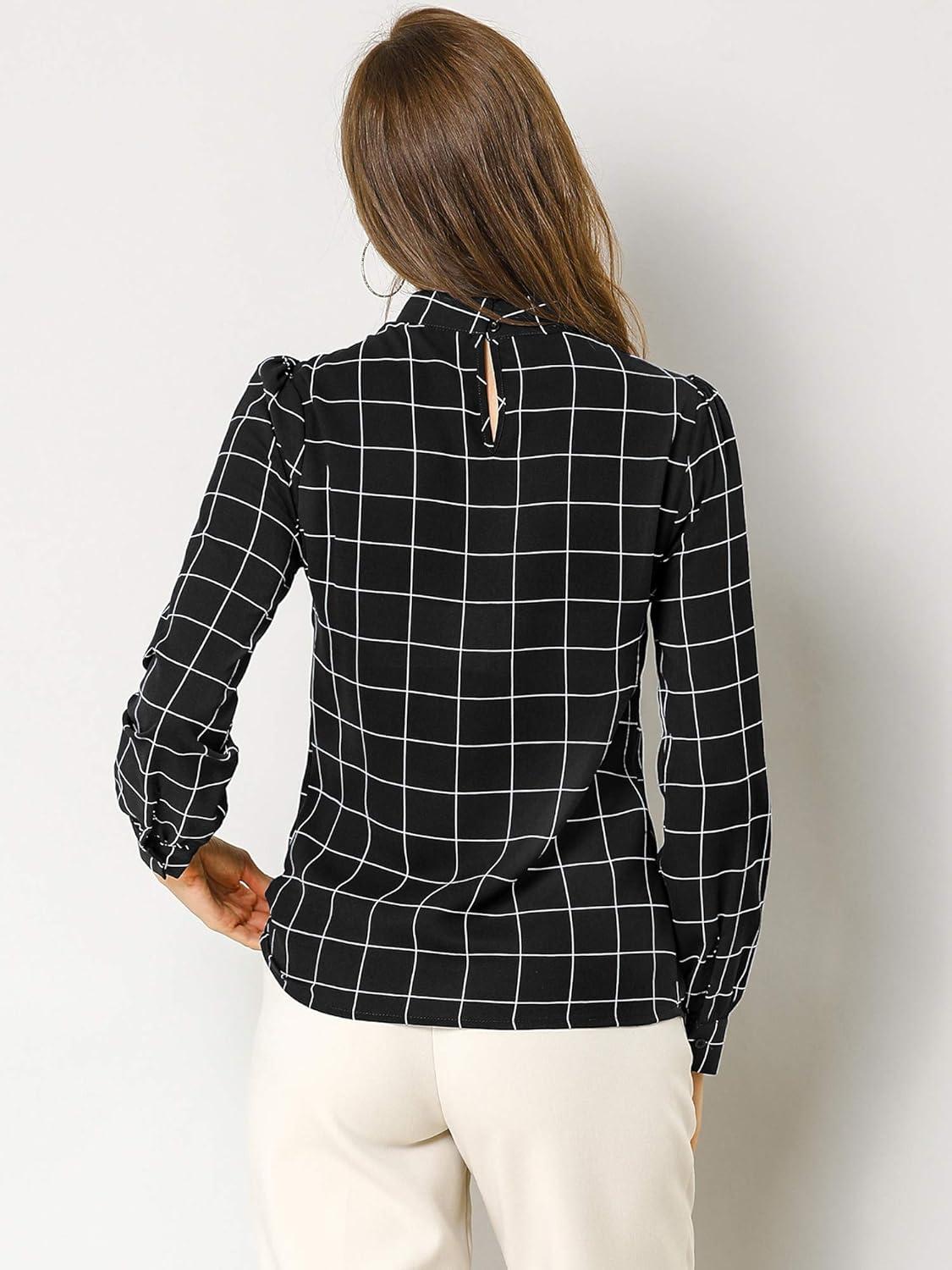 imageAllegra K Womens Tie Front Tops Long Sleeve Dressy Elegant Bow Neck ShirtBlack