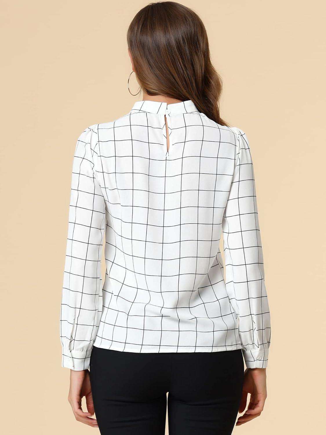 imageAllegra K Womens Tie Front Tops Long Sleeve Dressy Elegant Bow Neck ShirtWhite