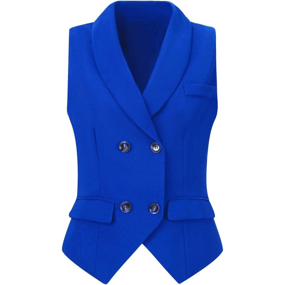 imageAllegra K Womens Suit Vest Double Breasted Business Lapel Dressy Waistcoat VestRoyal Blue