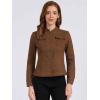 imageAllegra K Casual Denim Jacket for Womens Classic Stand Collar Long Sleeve Jean JacketBrown