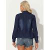 imageAllegra K Casual Denim Jacket for Womens Classic Stand Collar Long Sleeve Jean JacketDark Blue