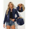 imageAllegra K Casual Denim Jacket for Womens Classic Stand Collar Long Sleeve Jean JacketDark Blue