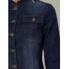 imageAllegra K Casual Denim Jacket for Womens Classic Stand Collar Long Sleeve Jean JacketDark Blue