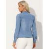 imageAllegra K Casual Denim Jacket for Womens Classic Stand Collar Long Sleeve Jean JacketLight Blue