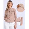 imageAllegra K Casual Denim Jacket for Womens Classic Stand Collar Long Sleeve Jean JacketPink