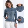 imageAllegra K Casual Denim Jacket for Womens Classic Stand Collar Long Sleeve Jean JacketVintage Blue