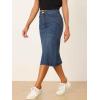 imageAllegra K Casual Denim Skirt for Womens High Waist Split Back Pockets Midi Jean SkirtsBlue