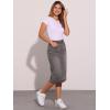 imageAllegra K Casual Denim Skirt for Womens High Waist Split Back Pockets Midi Jean SkirtsGrey
