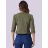 imageAllegra K Denim Jacket for Womens Collarless 2025 Cardigan 34 Sleeve Crop Jean JacketsArmy Green