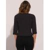 imageAllegra K Denim Jacket for Womens Collarless 2025 Cardigan 34 Sleeve Crop Jean JacketsBlack