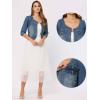 imageAllegra K Denim Jacket for Womens Collarless 2025 Cardigan 34 Sleeve Crop Jean JacketsBlue