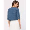 imageAllegra K Denim Jacket for Womens Collarless 2025 Cardigan 34 Sleeve Crop Jean JacketsBlue