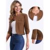 imageAllegra K Denim Jacket for Womens Collarless 2025 Cardigan 34 Sleeve Crop Jean JacketsBrown