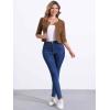 imageAllegra K Denim Jacket for Womens Collarless 2025 Cardigan 34 Sleeve Crop Jean JacketsBrown