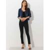 imageAllegra K Denim Jacket for Womens Collarless 2025 Cardigan 34 Sleeve Crop Jean JacketsDark Blue