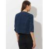 imageAllegra K Denim Jacket for Womens Collarless 2025 Cardigan 34 Sleeve Crop Jean JacketsDark Blue