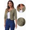 imageAllegra K Denim Jacket for Womens Collarless 2025 Cardigan 34 Sleeve Crop Jean JacketsField Grey