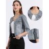 imageAllegra K Denim Jacket for Womens Collarless 2025 Cardigan 34 Sleeve Crop Jean JacketsGray