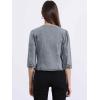 imageAllegra K Denim Jacket for Womens Collarless 2025 Cardigan 34 Sleeve Crop Jean JacketsGray