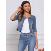 imageAllegra K Denim Jacket for Womens Collarless 2025 Cardigan 34 Sleeve Crop Jean JacketsGray Blue
