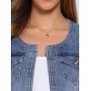 imageAllegra K Denim Jacket for Womens Collarless 2025 Cardigan 34 Sleeve Crop Jean JacketsGray Blue