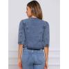 imageAllegra K Denim Jacket for Womens Collarless 2025 Cardigan 34 Sleeve Crop Jean JacketsGray Blue