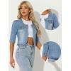 imageAllegra K Denim Jacket for Womens Collarless 2025 Cardigan 34 Sleeve Crop Jean JacketsLight Blue