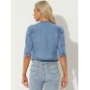 imageAllegra K Denim Jacket for Womens Collarless 2025 Cardigan 34 Sleeve Crop Jean JacketsLight Blue