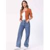 imageAllegra K Denim Jacket for Womens Collarless 2025 Cardigan 34 Sleeve Crop Jean JacketsOrange