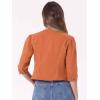 imageAllegra K Denim Jacket for Womens Collarless 2025 Cardigan 34 Sleeve Crop Jean JacketsOrange