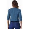 imageAllegra K Denim Jacket for Womens Collarless 2025 Cardigan 34 Sleeve Crop Jean JacketsPeacock Blue