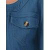 imageAllegra K Denim Jacket for Womens Collarless 2025 Cardigan 34 Sleeve Crop Jean JacketsPeacock Blue
