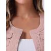 imageAllegra K Denim Jacket for Womens Collarless 2025 Cardigan 34 Sleeve Crop Jean JacketsPink