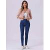 imageAllegra K Denim Jacket for Womens Collarless 2025 Cardigan 34 Sleeve Crop Jean JacketsPink