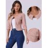 imageAllegra K Denim Jacket for Womens Collarless 2025 Cardigan 34 Sleeve Crop Jean JacketsPink
