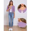 imageAllegra K Denim Jacket for Womens Collarless 2025 Cardigan 34 Sleeve Crop Jean JacketsPurple