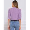 imageAllegra K Denim Jacket for Womens Collarless 2025 Cardigan 34 Sleeve Crop Jean JacketsPurple