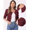 imageAllegra K Denim Jacket for Womens Collarless 2025 Cardigan 34 Sleeve Crop Jean JacketsPurple Red