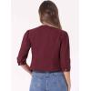 imageAllegra K Denim Jacket for Womens Collarless 2025 Cardigan 34 Sleeve Crop Jean JacketsPurple Red