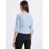 imageAllegra K Denim Jacket for Womens Collarless 2025 Cardigan 34 Sleeve Crop Jean JacketsSky Blue