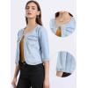 imageAllegra K Denim Jacket for Womens Collarless 2025 Cardigan 34 Sleeve Crop Jean JacketsSky Blue